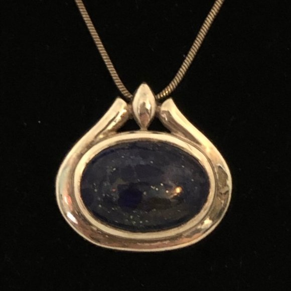 Lapis and 925 Silver Necklace - Picture 3 of 4